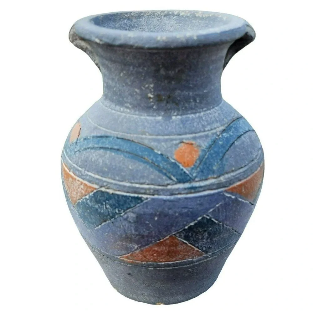 Vintage Bohemian Heavy Stoneware Vase Handmade Pottery Vessel Home Decor 7.5Hx5W